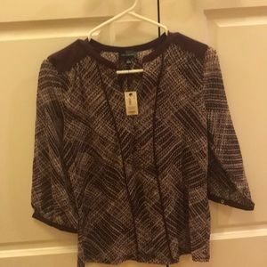 NWT The Limited Burgundy 3/4 Sleeve Blouse S